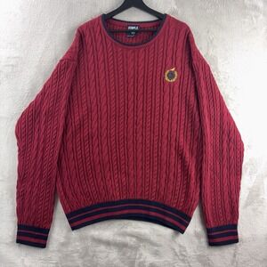 Staple Sweater Mens Size 2XL Red Cable Knit Crewneck Streetwear Casual Warm